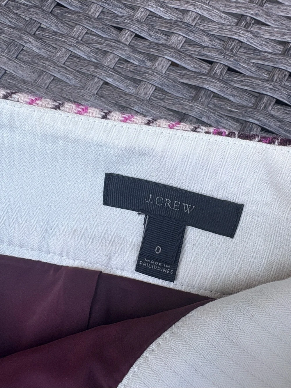J. Crew Pink and Black Houndstooth Mini Skirt
